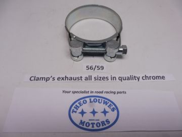 Exhaust clamp size 56/59mm unifersal in chrome new for all bikes