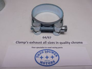 Exhaust clamp size 64/67mm unifersal in chrome new for all bikes