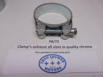 Exhaust clamp size 68/73mm unifersal in chrome new for all bikes