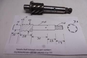 180/2A6/305/353-15660-00 Shaft kickstart Yamaha >>see picture for size